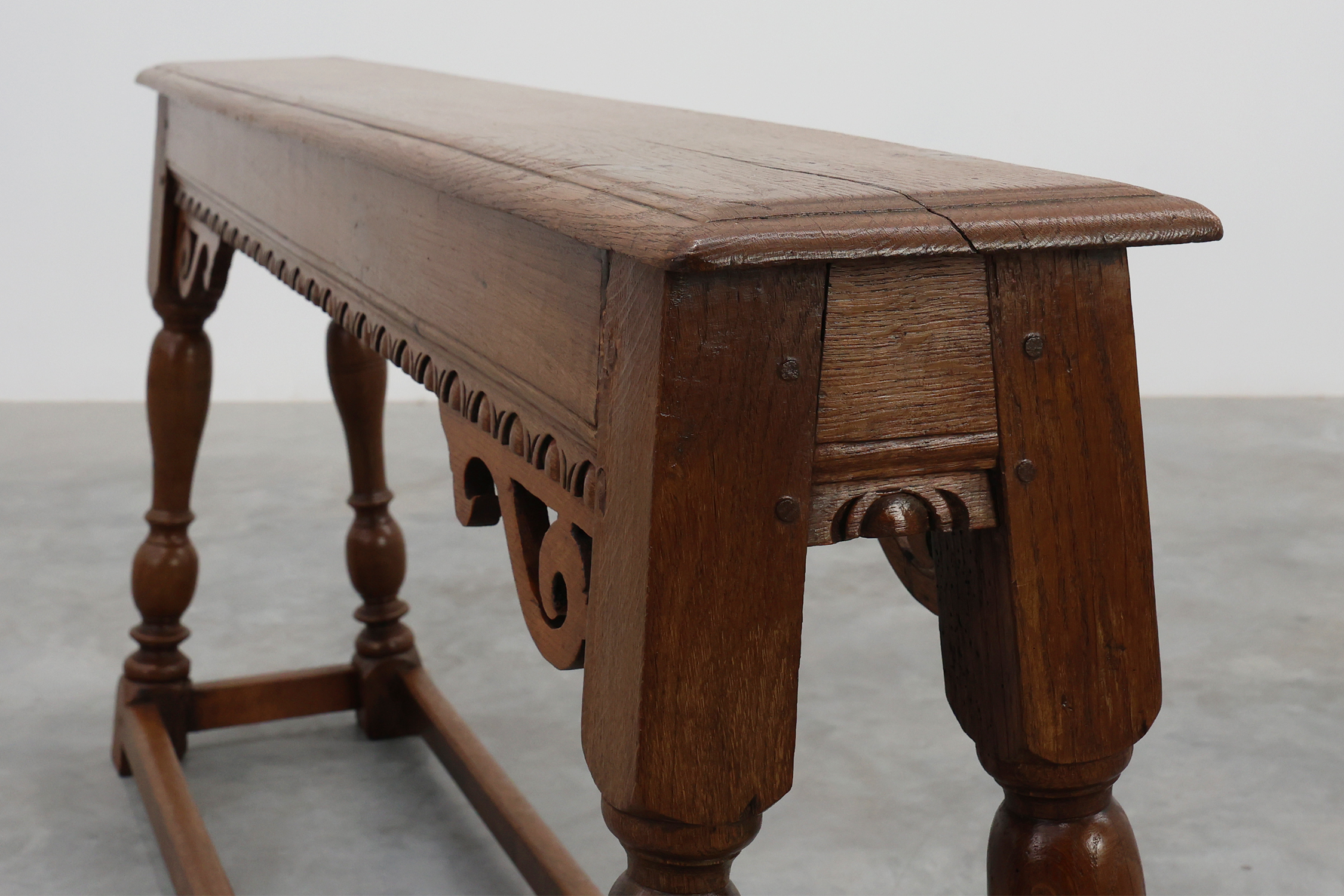 17th century Jacobean carved oak bench, UKthumbnail